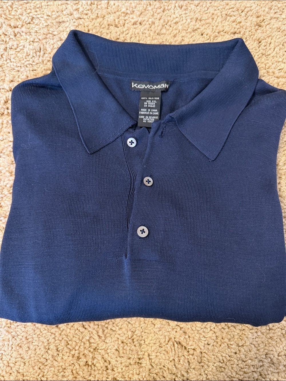 Kevoman Men's Navy Blue Knit Polo Shirt